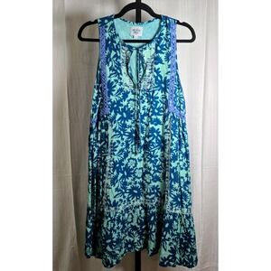 HIHO Tortola BVI Medium Floral Print‎ Embroidered Sleeveless Dress - Boho Beach